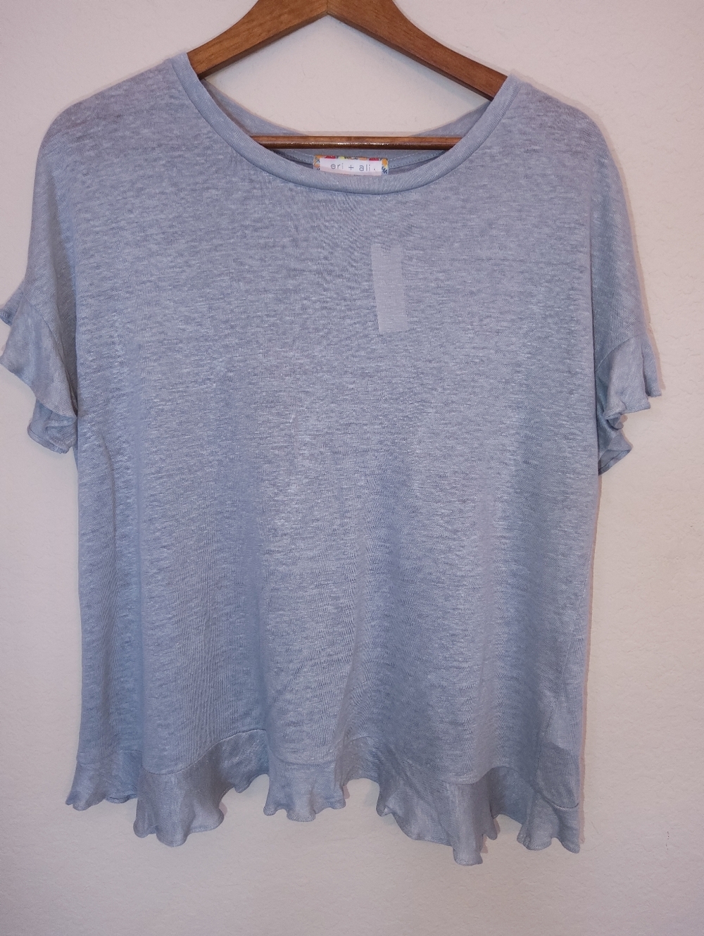NWT 100% Linen Eri & Ali Anthropologie Top Womens XS Grey Boho‎ Chic Coastal